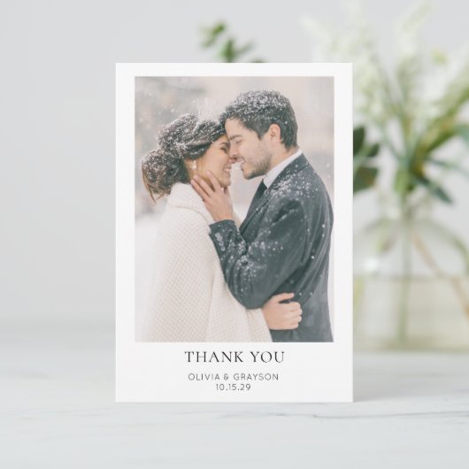 Eenvoudige moderne foto-bruiloft Hartelijk dank Bedankkaart (Staand voorkant)