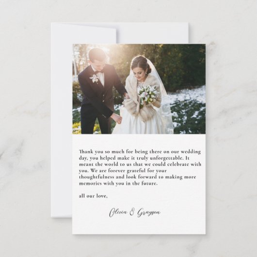 Eenvoudige moderne foto-bruiloft Hartelijk dank Bedankkaart (Achterkant)