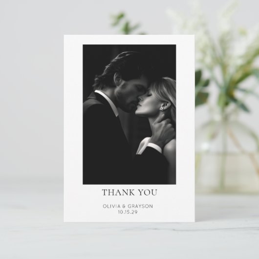 Eenvoudige moderne foto-bruiloft Hartelijk dank Bedankkaart (Staand voorkant)