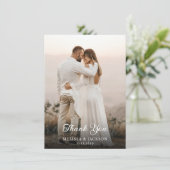 Eenvoudige moderne foto-bruiloft Hartelijk dank Bedankkaart (Staand voorkant)