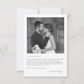 Eenvoudige moderne foto-bruiloft Hartelijk dank Bedankkaart (Achterkant)