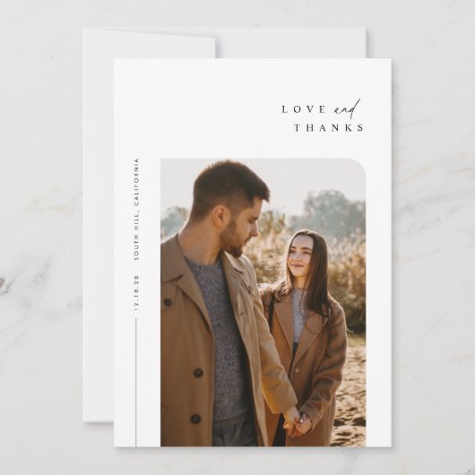 Eenvoudige moderne foto-bruiloft Hartelijk dank Bedankkaart (Voorkant)