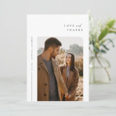 Eenvoudige moderne foto-bruiloft Hartelijk dank Bedankkaart (Staand voorkant)