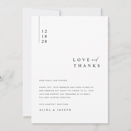Eenvoudige moderne foto-bruiloft Hartelijk dank Bedankkaart (Achterkant)