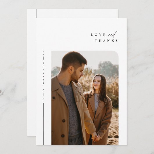 Eenvoudige moderne foto-bruiloft Hartelijk dank Bedankkaart (Voorkant / Achterkant)