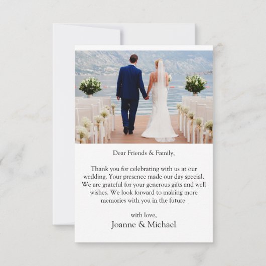 Eenvoudige moderne foto-bruiloft Hartelijk dank Bedankkaart (Achterkant)