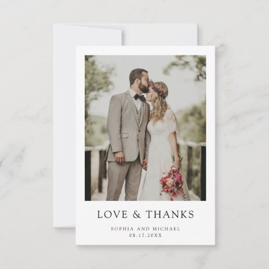 Eenvoudige moderne foto-bruiloft Hartelijk dank Bedankkaart (Voorkant)
