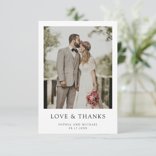 Eenvoudige moderne foto-bruiloft Hartelijk dank Bedankkaart (Staand voorkant)