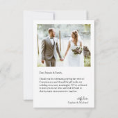 Eenvoudige moderne foto-bruiloft Hartelijk dank Bedankkaart (Achterkant)