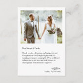 Eenvoudige moderne foto-bruiloft Hartelijk dank Bedankkaart (Achterkant)