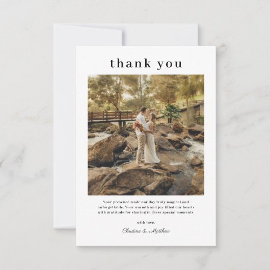 Eenvoudige moderne foto-bruiloft Hartelijk dank Bedankkaart (Voorkant)