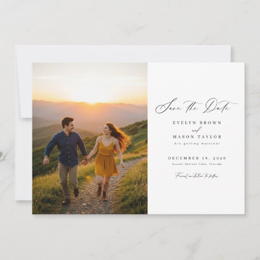 Eenvoudige moderne foto bruiloft QR-code Save The Date (Voorkant)