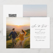 Eenvoudige moderne foto bruiloft QR-code Save The Date (Voorkant / Achterkant)