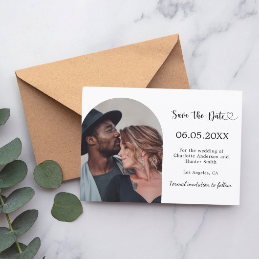 Eenvoudige moderne foto bruiloft save the date