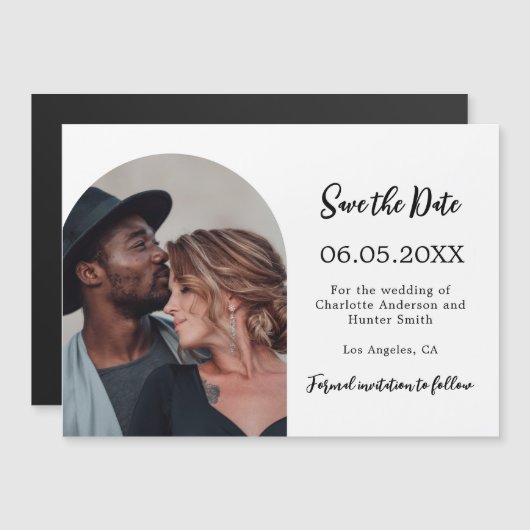 Eenvoudige moderne foto bruiloft Save the Date mag Magnetische Uitnodiging (Voorkant / Achterkant)