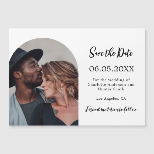 Eenvoudige moderne foto bruiloft Save the Date mag Magnetische Uitnodiging (Voorkant)