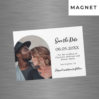 Eenvoudige moderne foto bruiloft Save the Date mag Magnetische Uitnodiging