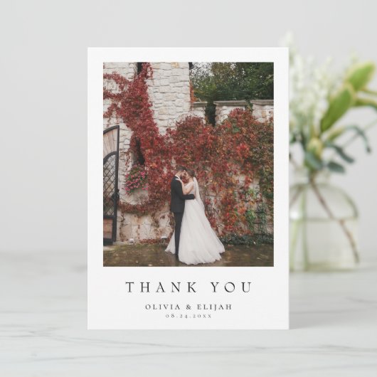 Eenvoudige moderne foto bruiloft W Note 4 Foto Bedankkaart (Staand voorkant)