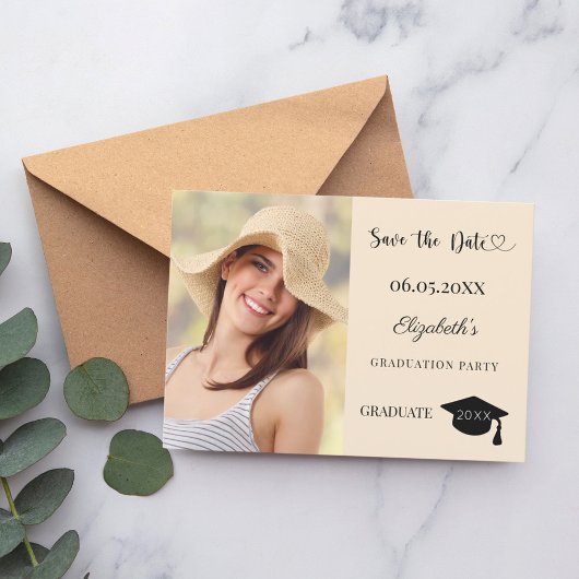 Eenvoudige moderne foto champagne Afstuderen Save The Date