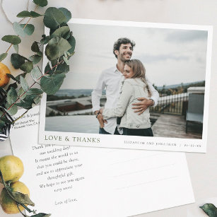 Eenvoudige moderne foto Dank je huwelijk Briefkaart