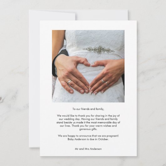Eenvoudige moderne foto Dank je huwelijk Kaart (Achterkant)