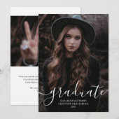 Eenvoudige Moderne Foto Elegante Script Afstuderen Aankondiging (Voorkant / Achterkant)