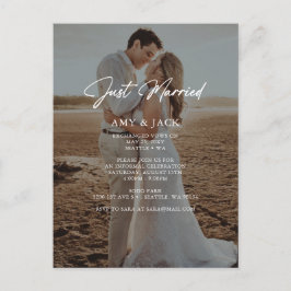 Eenvoudige moderne foto-eloped Weddenschap P Briefkaart