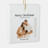 Eenvoudige moderne foto familie kerst keramisch ornament (Rechts)