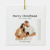 Eenvoudige moderne foto familie kerst keramisch ornament (Achterkant)