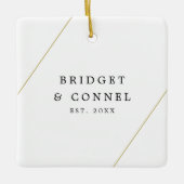 Eenvoudige, moderne foto Geometric Gold Pas getrou Keramisch Ornament (Voorkant)