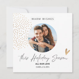 Eenvoudige moderne foto Gold Heart Holiday Feestdagenkaart