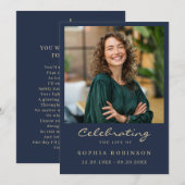 Eenvoudige moderne foto gouden script blauwe herde aankondiging (Voorkant / Achterkant)