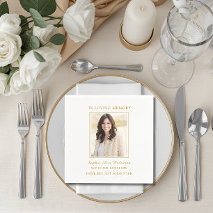 Eenvoudige moderne foto gouden script rouw- en her servet