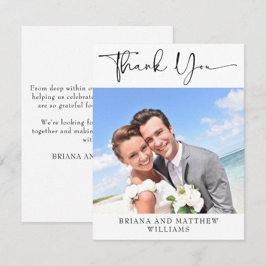 Eenvoudige moderne foto - Hartelijk dank - kaart (Voorkant / Achterkant)