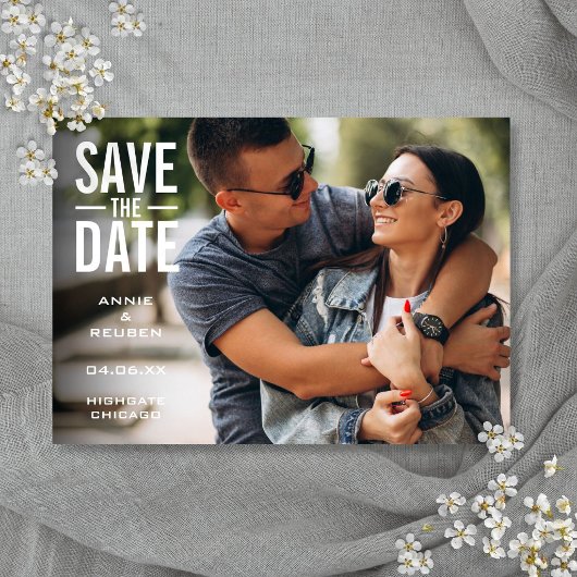 Eenvoudige Moderne Foto Huwelijk Save The Date