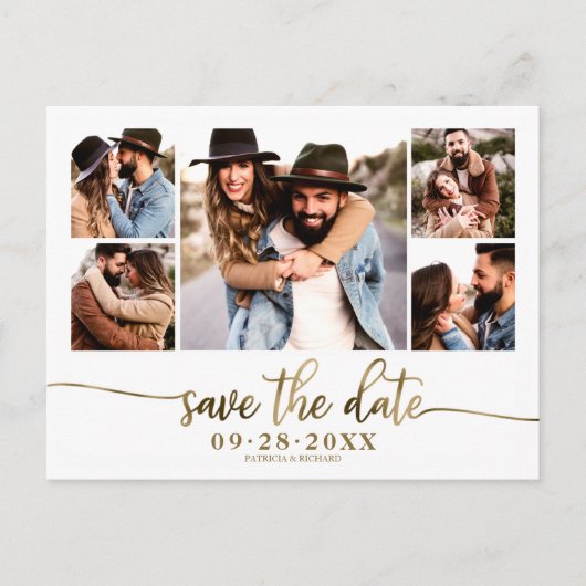 Eenvoudige moderne foto-inkuiling bewaart de datum briefkaart (Voorkant)