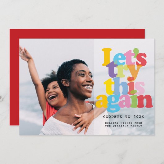 Eenvoudige moderne foto. Laten we het nog een keer Feestdagenkaart (Voorkant / Achterkant)