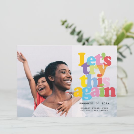 Eenvoudige moderne foto. Laten we het nog een keer Feestdagenkaart (Staand voorkant)