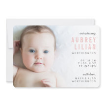 Eenvoudige Moderne Foto Meisje Geboorteaankondigin