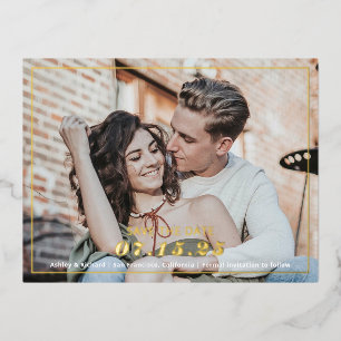 Eenvoudige, moderne foto met gouden folie uitnodiging briefkaart