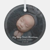 Eenvoudige moderne foto Mijn eerste kerstBaby Glas Ornament (Voorkant)