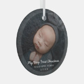Eenvoudige moderne foto Mijn eerste kerstBaby Glas Ornament (Voorkant Rechts)