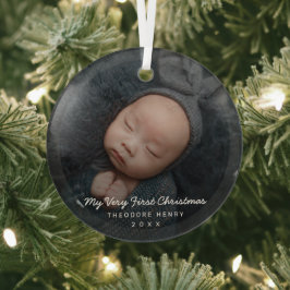 Eenvoudige moderne foto Mijn eerste kerstBaby Glas Ornament
