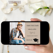 Eenvoudige moderne foto mocha beige man Afstuderen Save The Date