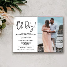 Eenvoudige Moderne Foto Oh Baby Paar Douche