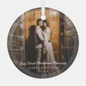 Eenvoudige moderne foto onze eerste kerstPas getro Glas Ornament (Voorkant)