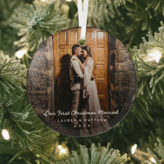 Eenvoudige moderne foto onze eerste kerstPas getro Glas Ornament (Insitu)