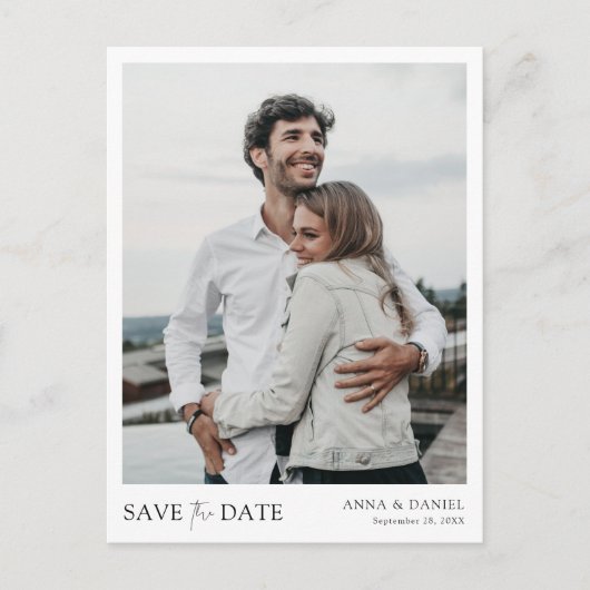 Eenvoudige, moderne foto Opslaan datum Aankondigingskaart (Voorkant)
