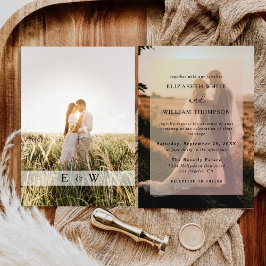 Eenvoudige moderne foto overlay bruiloft kaart