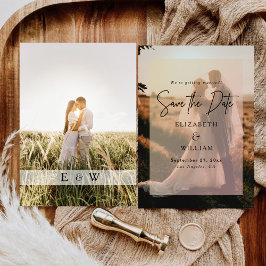 Eenvoudige Moderne Foto Overlay Wedding Save the D Kaart